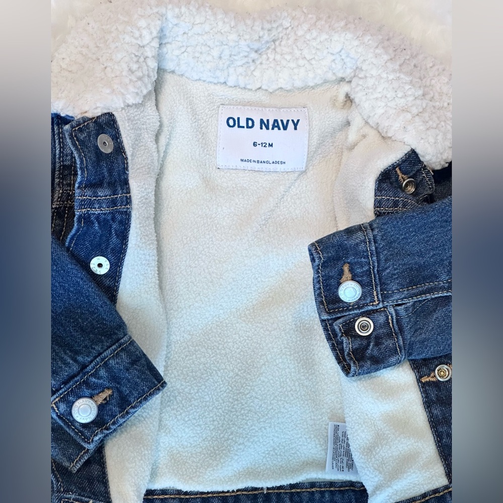 Baby Sherpa Lined Jean Jacket | Old Navy Size 6-12m - Picture 2 of 4